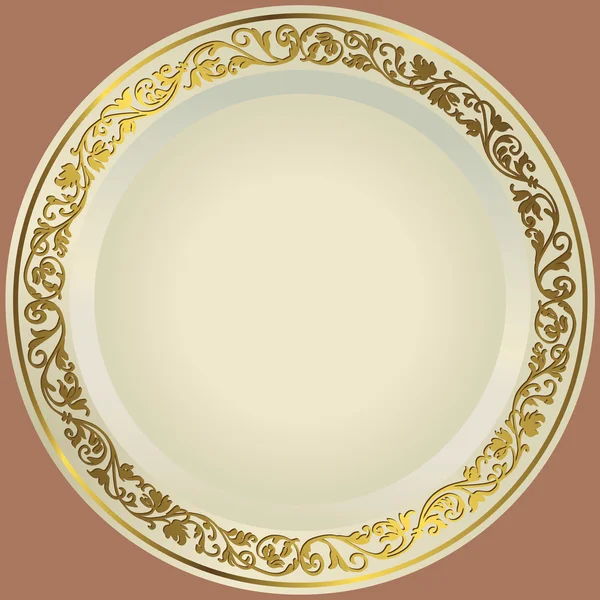 Old-fashioned white plate — Stock Vector