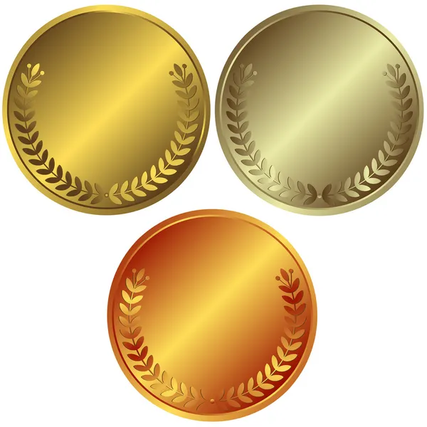 金牌、银牌和铜牌 — 图库矢量图片