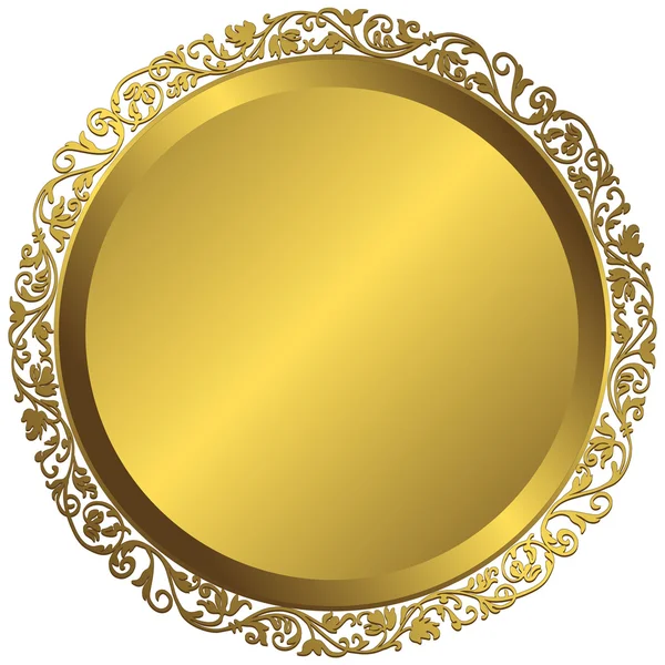 Golden plate with vintage ornament — Stock Vector