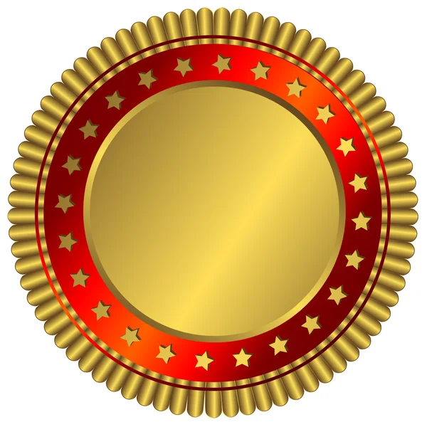 Золота тарілка з червоним кільцем — стоковий вектор