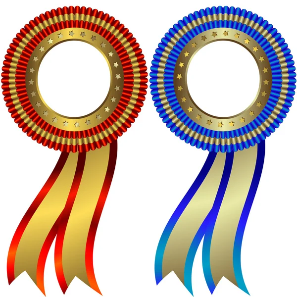 Set de medalii de aur și argint — Vector de stoc