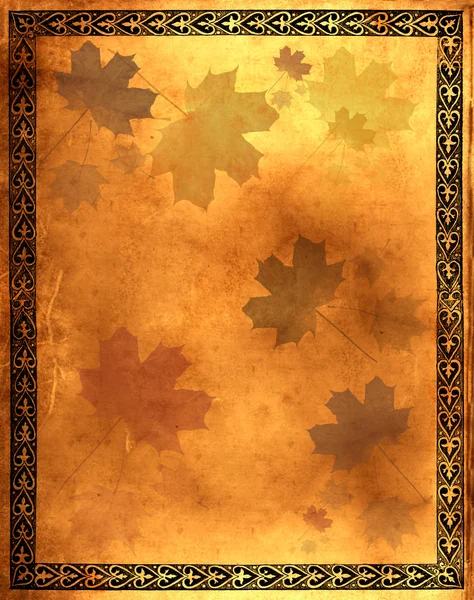 Old paper with maple leaves — Stock Photo, Image
