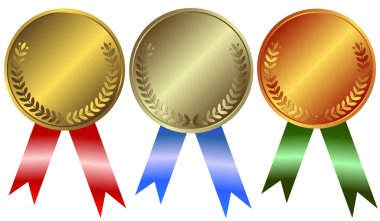 Gold, silver and bronze medals clipart