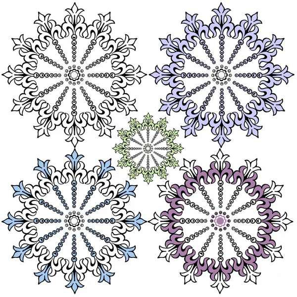 Flocons de neige décoratifs vintage — Image vectorielle