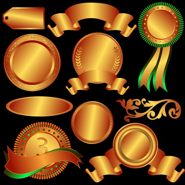 Set bronze medals and counters — Stock Vector
