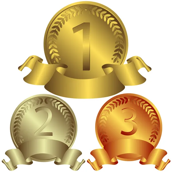 Złote, srebrne i brązowe medale — Wektor stockowy