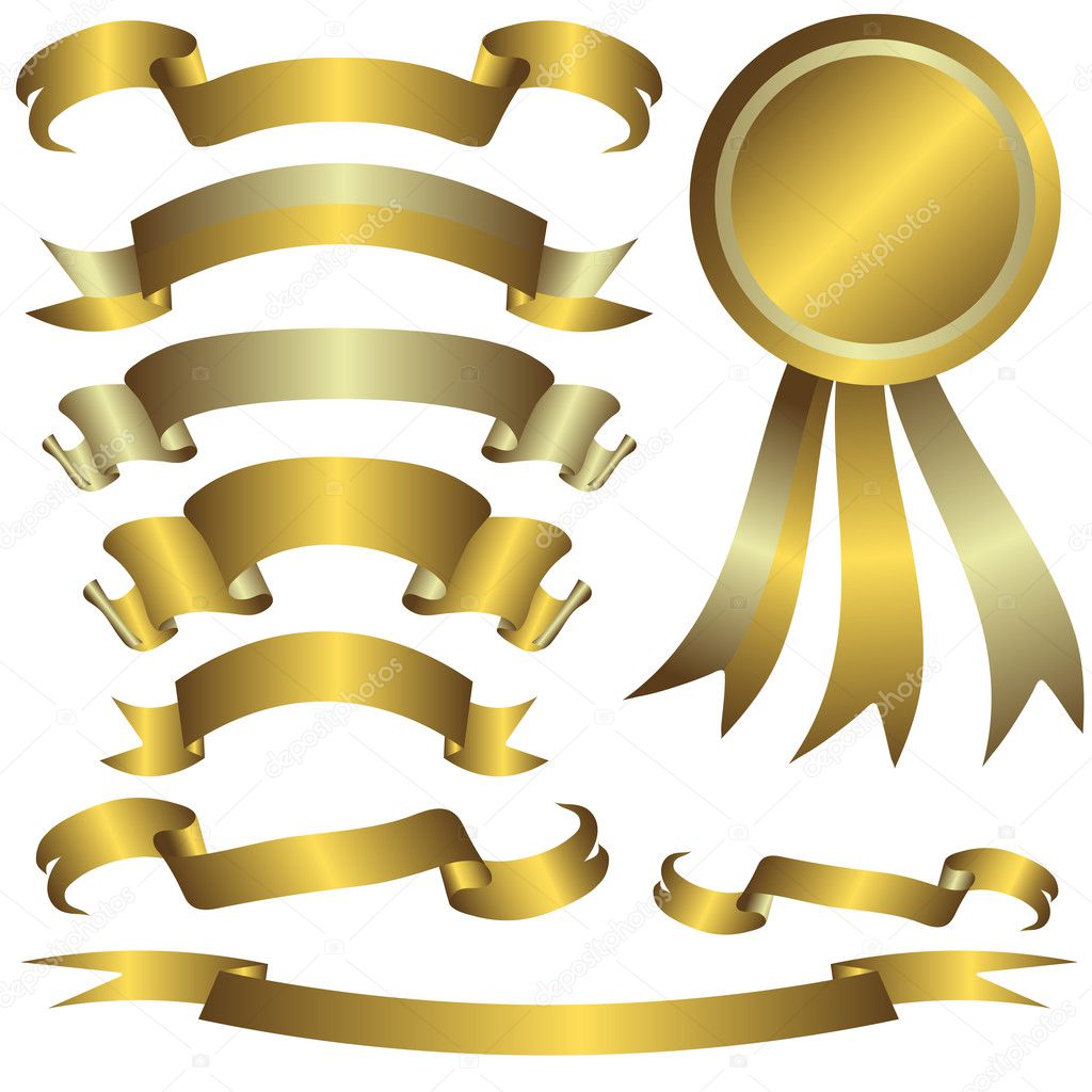 Collection of gold and silver ribbons