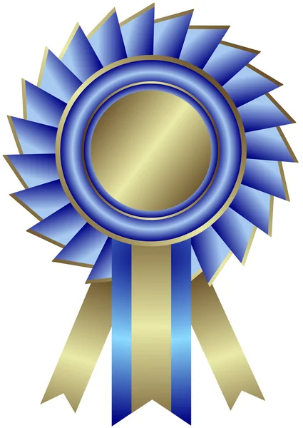 Medalla plateada con cinta azul — Vector de stock