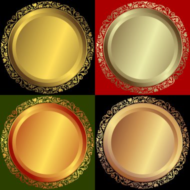 Golden, silvery and bronze plates clipart