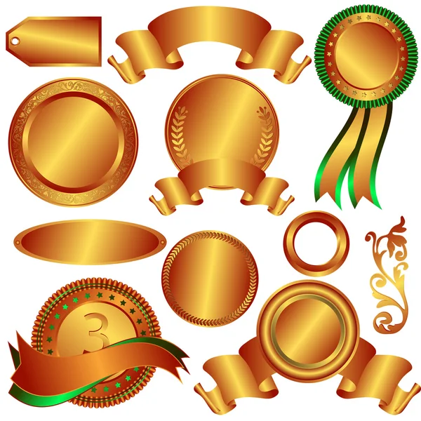 Collection médailles et comptoirs de bronze — Image vectorielle