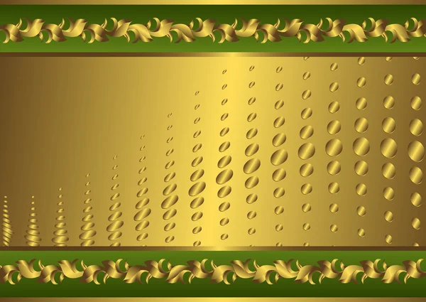 Cartão verde e dourado vintage — Vetor de Stock