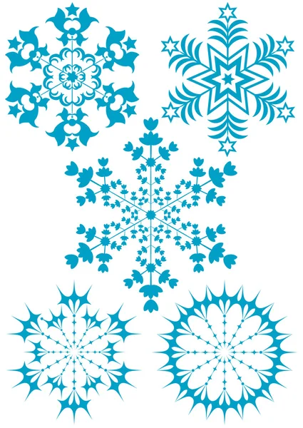 Collection blue snowflakes — Stock Vector