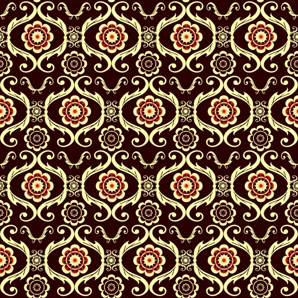 Brown seamless floral pattern (vector) — Stock Vector