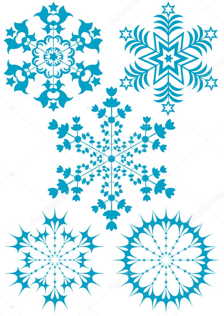 Collection blue snowflakes