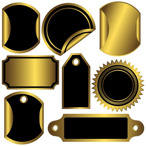 Set golden and black labels — Stock Vector