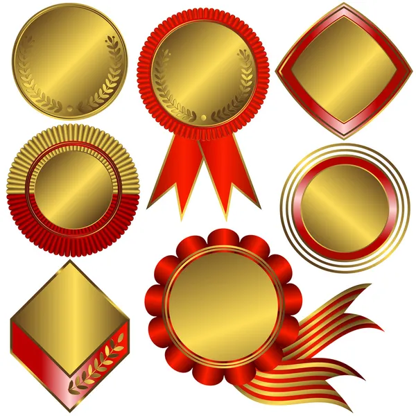 Collection of gold medals and counters — Stock Vector