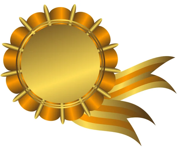 Médaille d'or avec ruban jaune — Image vectorielle
