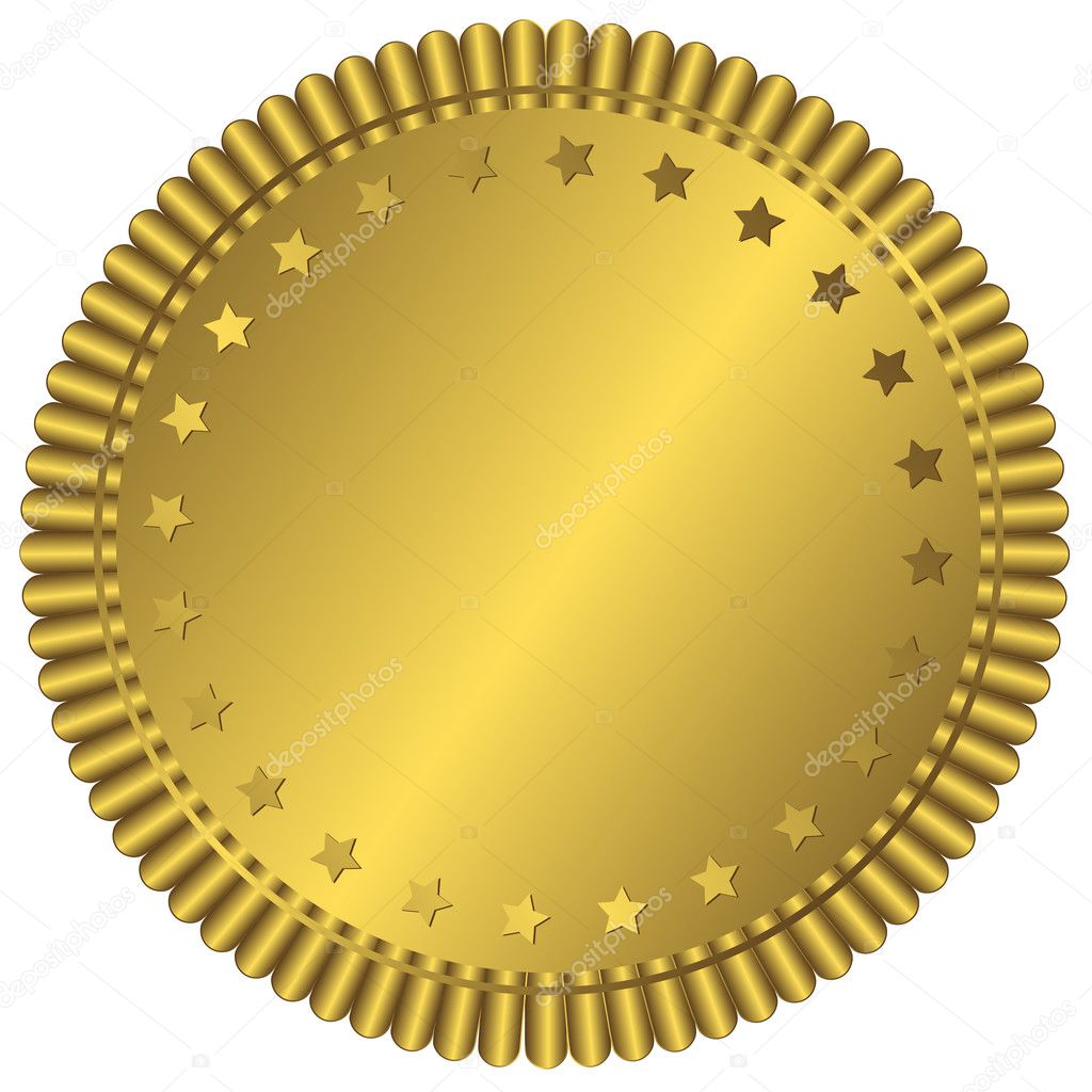 Golden plate with stars (vector)