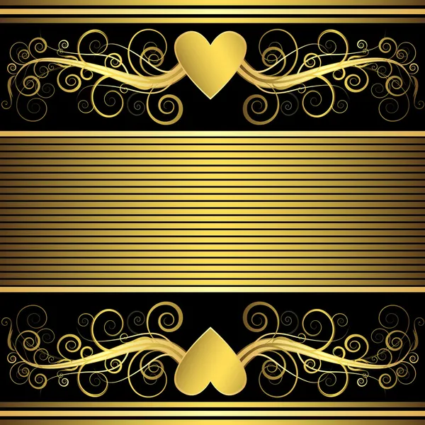 Cadre Saint-Valentin avec coeur en or (vecteur) ) — Image vectorielle