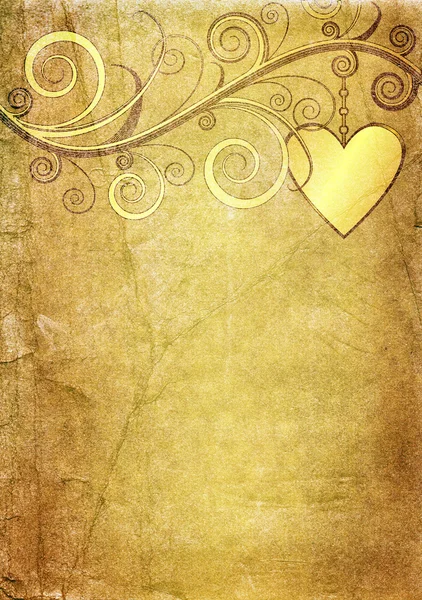 Altes gelb-braunes Valentin-Papier — Stockfoto