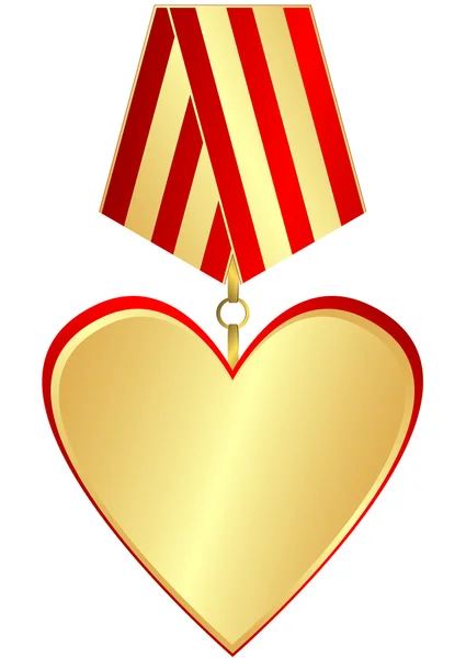 Gold medal-heart — Stock Vector
