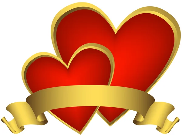 Deux cœurs rouges (vecteur ) — Image vectorielle