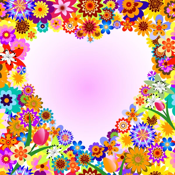 Abstract floral valentine frame — Stock Vector