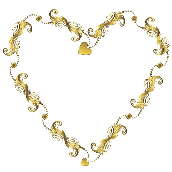 Gold valentine`s floral frame (vector) — Stock Vector