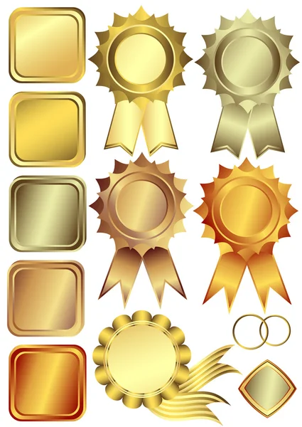 Set cornici in oro, argento e bronzo — Vettoriale Stock