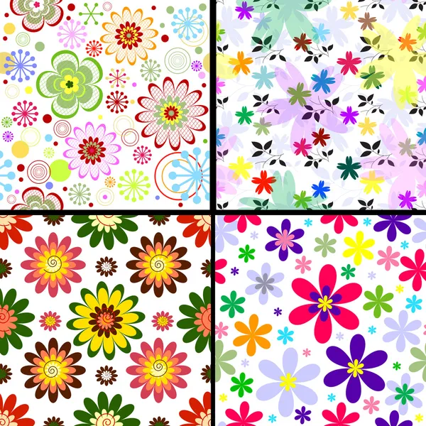 Establecer patrones florales sin costura — Archivo Imágenes Vectoriales