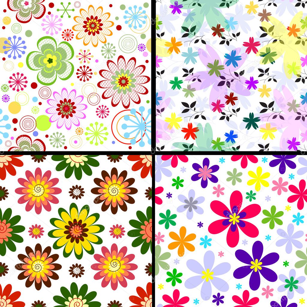 Set seamless floral patterns