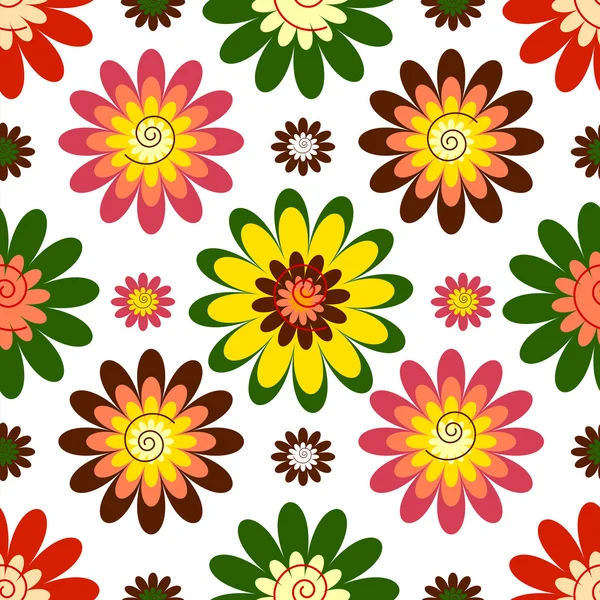 シームレスな鮮やかな花柄 (ベクトル) — ストックベクタ
