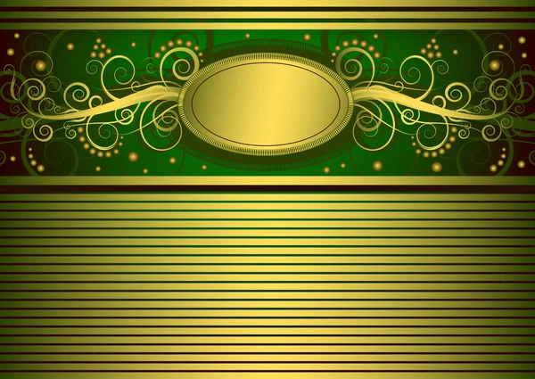 金と緑のビンテージ カード — ストックベクタ