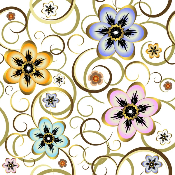Άνευ ραφής λουλουδάτο μοτίβο λευκό — Διανυσματικό Αρχείο