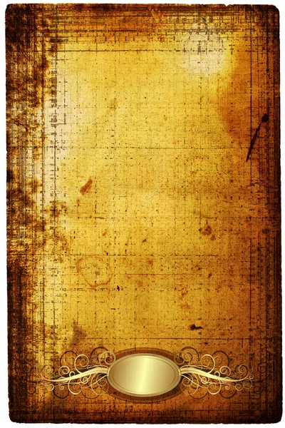 Старая бумага с золотой рамой — стоковое фото