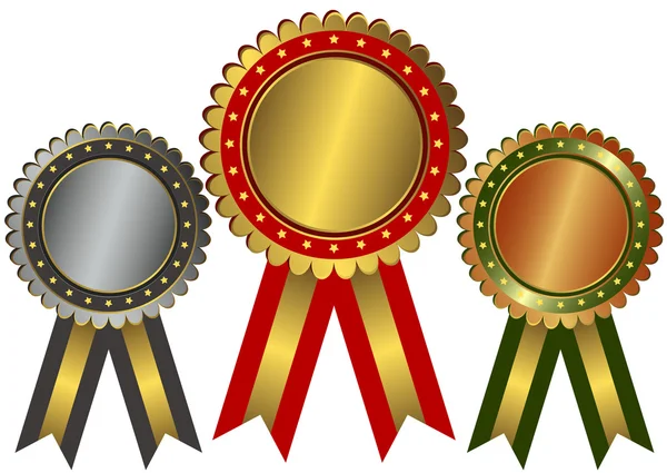 Prêmios de ouro, prata e bronze (vetor ) — Vetor de Stock