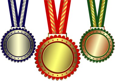 Gold, silver and bronze awards clipart