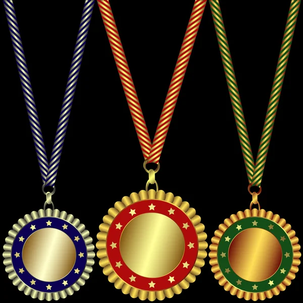 Guld, silver och bronsmedaljer — Stock vektor