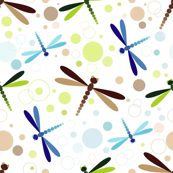Seamless pattern with dragonflies — Stock Vector