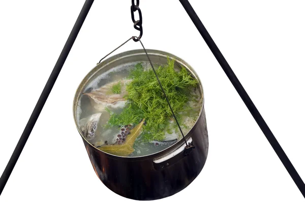stock image Fish soup in cooking pot