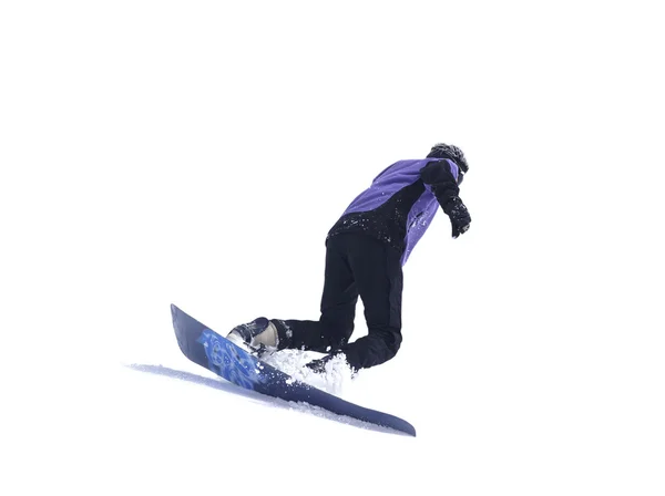 Сноубордист на белом фоне — стоковое фото