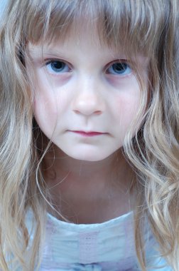 sad girl crying on the white background 