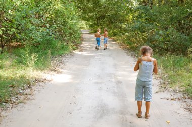 children in the summer park  clipart