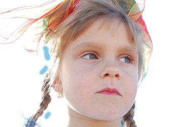 portrait of a beautiful girl with blue hat  clipart