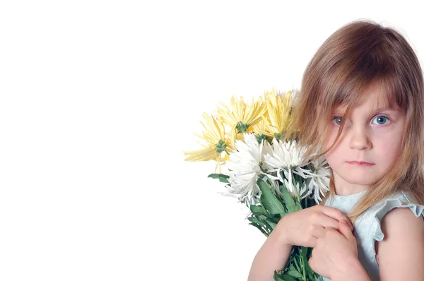 Portret Piękna Młoda Dziewczyna Kwiatami — Zdjęcie stockowe