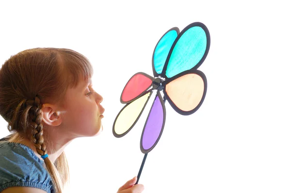 Girl Butterfly White Background — Stock Photo, Image