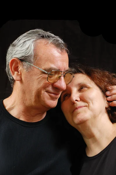 Senior Couple Portrait Isolated Black — Stockfoto