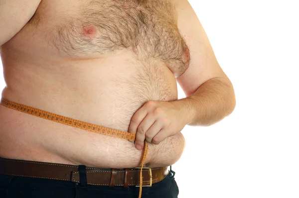 Tlustý Muž Bílém Pozadí — Stock fotografie