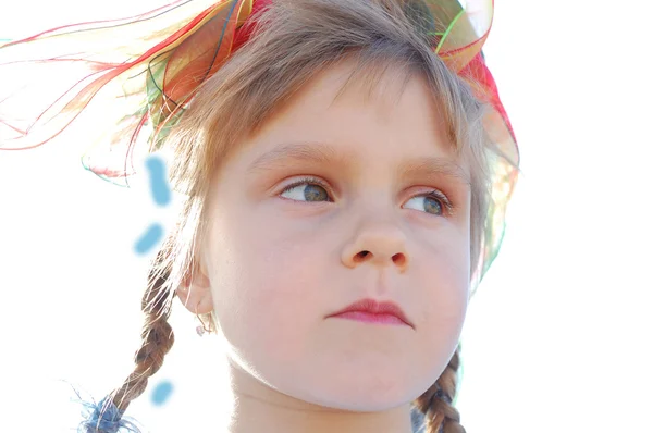 Portrait Beautiful Girl Blue Hat — Stockfoto