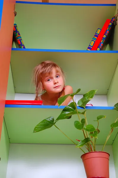 little girl with a toy house